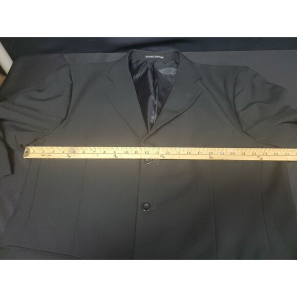 Victorio Couture Blazer Black 3 Button Polyester Sport Coat Jacket Size 48R Vntg - Picture 3 of 8